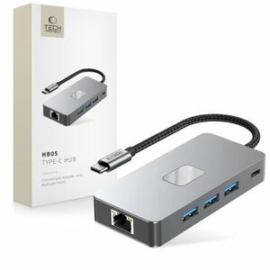 Tech-Protect HB05 HUB adapter USB-C - 3x USB / HDMI 4K / SD / TF / USB-C 100W / RJ45, szürke kép