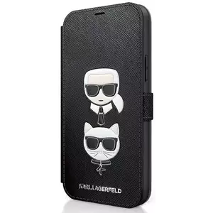 Tok Karl Lagerfeld KLFLBKP12SSAKICKCBK iPhone 12 mini 5, 4" black book Saffiano Karl & Choupette (KLFLBKP12SSAKICKCBK) kép