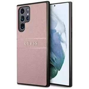 Tok Guess GUHCS22LPSASBPI S22 Ultra S908 pink Saffiano Stripe (GUHCS22LPSASBPI) kép