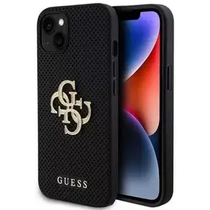 Tok Guess GUHCP15SPSP4LGK iPhone 15 6.1" black hardcase Leather Perforated 4G Glitter Logo (GUHCP15SPSP4LGK) kép