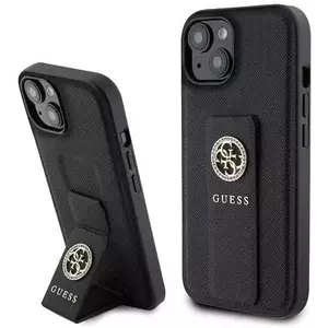 Tok Guess GUHCP15SPGSSADK iPhone 15 6.1" black hardcase Grip Stand 4G Saffiano Strass (GUHCP15SPGSSADK) kép