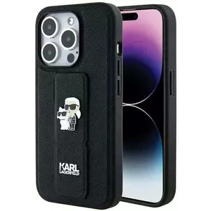 Tok Karl Lagerfeld KLHCP13XGSAKCPK iPhone 13 Pro Max 6.7" black hardcase Gripstand Saffiano Karl&Choupette Pins (KLHCP13XGSAKCPK) kép