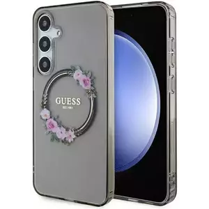 Tok Guess GUHMS24MHFWFCK S24+ S926 black hardcase IML Flowers Wreath MagSafe (GUHMS24MHFWFCK) kép