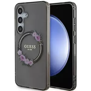 Tok Guess GUHMS24SHFWFCK S24 S921 black hardcase IML Flowers Wreath MagSafe (GUHMS24SHFWFCK) kép