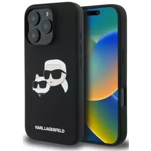 Tok Karl Lagerfeld KLHMP16LSKCHPPLK iPhone 16 Pro black HC MagSafe Sil Double Heads Print (KLHMP16LSKCHPPLK) kép