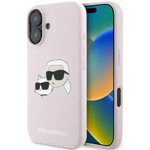 Tok Karl Lagerfeld KLHMP16SSKCHPPLP iPhone 16 pink HC MagSafe Sil Double Heads Print (KLHMP16SSKCHPPLP) kép