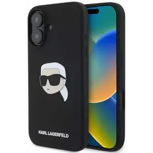 Tok Karl Lagerfeld KLHMP16SSKHPPLK iPhone 16 black HC MagSafe Sil KL Head Print (KLHMP16SSKHPPLK) kép