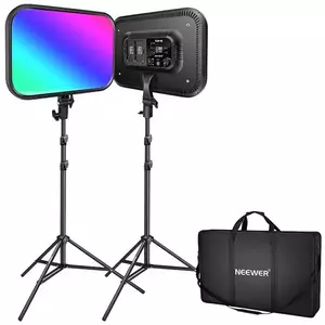 A fény Neewer RGB168 RGB LED Studio Kit, Two 60W 2500-8500K Lamps + Stands kép