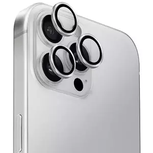 TEMPERED KIJELZŐVÉDŐ FÓLIA UNIQ Optix Aluminum Camera Lens Protector iPhone 16 Pro 6.3" / 16 Pro Max 6.9" sterling silver camera lens glass with applicator (UNIQ-IP6.3P-6.9P(2024)-ALENSSIL) kép