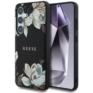 Tok Guess Grained Printed Flower Pattern MagSafe case for Samsung Galaxy S25 black (GUHMS25SPGNMPLMK) kép