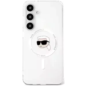 Tok Karl Lagerfeld Button Karl Head Printed Logo MagSafe Samsung Galaxy S25 case white (KLHMS25SHLSKIH) kép