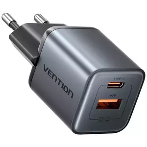 Töltő Vention GaN USB-C + USB-A 30W Charger (Gray) kép