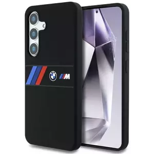 Tok BMW Silicone Middle Tricolor Stripes MagSafe case for Samsung Galaxy S25 black (BMHMS25S23SAXK) kép