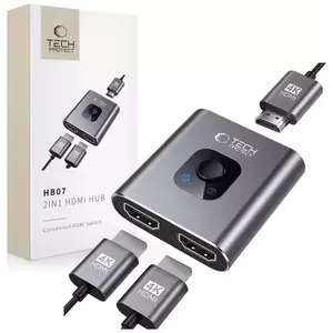 Adapter TECH-PROTECT HB07 HUB ADAPTER 2IN1 HDMI 4K 60HZ SPACE GREY (5906302360949) kép