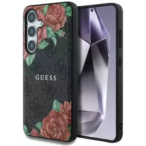 Tok Guess Leather 4G Flowers Print Metal Classic Logo MagSafe Samsung Galaxy S25 case black (GUHMS25SP4ROPEMCK) kép