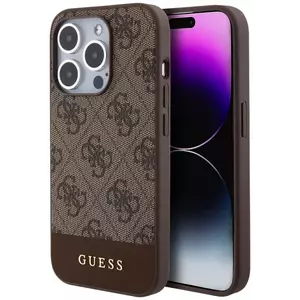 Tok Guess PU 4G Stripe MagSafe Case for iPhone 15 Pro Max Brown (GUHMP15XG4GLBR) kép