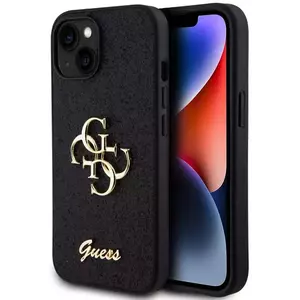 Tok Guess PU Fixed Glitter 4G Metal Logo Case for iPhone 13 Black (GUHCP13MHG4SGK) kép