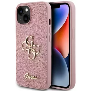 Tok Guess PU Fixed Glitter 4G Metal Logo Case for iPhone 13 Pink (GUHCP13MHG4SGP) kép