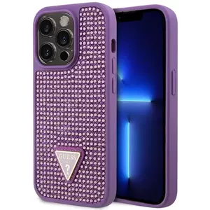 Tok Guess Rhinestones Triangle Metal Logo Case for iPhone 15 Pro Purple (GUHCP15LHDGTPU) kép