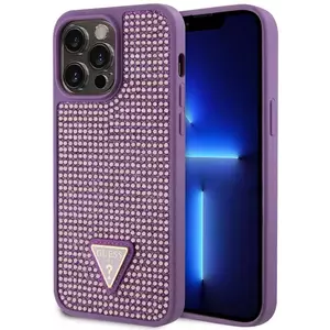 Tok Guess Rhinestones Triangle Metal Logo Case for iPhone 15 Pro Max Purple (GUHCP15XHDGTPU) kép