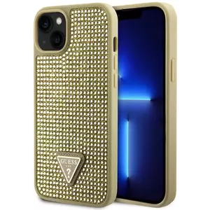 Tok Guess Rhinestones Triangle Metal Logo Case for iPhone 15 Gold (GUHCP15SHDGTPD) kép