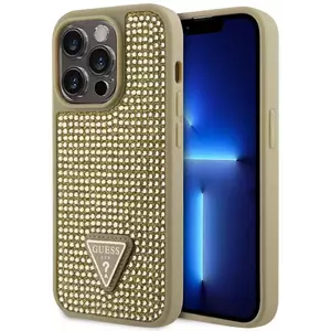 Tok Guess Rhinestones Triangle Metal Logo Case for iPhone 15 Pro Gold (GUHCP15LHDGTPD) kép