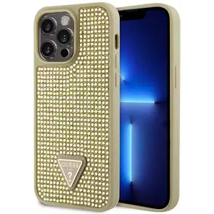 Tok Guess Rhinestones Triangle Metal Logo Case for iPhone 15 Pro Max Gold (GUHCP15XHDGTPD) kép