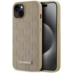 Tok Karl Lagerfeld PU Leather Monogram Metal Logo MagSafe Case for iPhone 14 Beige (KLHMP14SPKHPORPE) kép