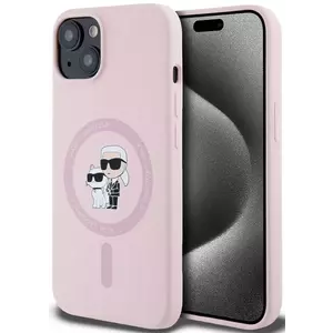 Tok Karl Lagerfeld Liquid Silicone Karl and Choupette MagSafe Case for iPhone 14 Pink (KLHMP14SSCMKCRHP) kép