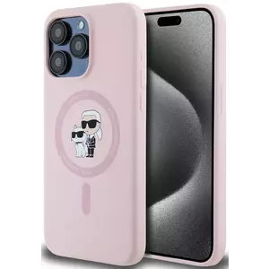 Tok Karl Lagerfeld Liquid Silicone Karl and Choupette MagSafe Case for iPhone 14 Pro Pink (KLHMP14LSCMKCRHP) kép