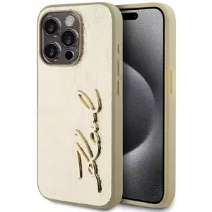 Tok Karl Lagerfeld Wrinkled PU Signature Logo Case for iPhone 15 Pro Gold (KLHCP15LPFMFBKMD) kép