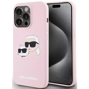 Tok Karl Lagerfeld Liquid Silicone Double Heads MagSafe Case for iPhone 14 Pro Pink (KLHMP14LSKCHPPLP) kép