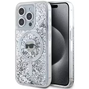 Tok Karl Lagerfeld Liquid Glitter Karl Head MagSafe Case for iPhone 15 Pro Transparent (KLHMP15LLGKISGH) kép