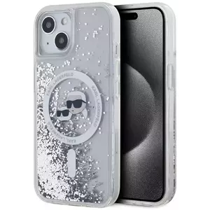 Tok Karl Lagerfeld Liquid Glitter Karl and Choupette Heads MagSafe Case for iPhone 15 Transparent (KLHMP15SLGKCSGH) kép