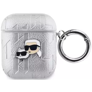 Tok Karl Lagerfeld PU Embossed Karl and Choupette Heads Case for AirPods 1/2 Silver (KLA2PGKCPS) kép