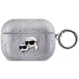 Tok Karl Lagerfeld PU Embossed Karl and Choupette Heads Case for AirPods Pro Silver (KLAPPGKCPS) kép