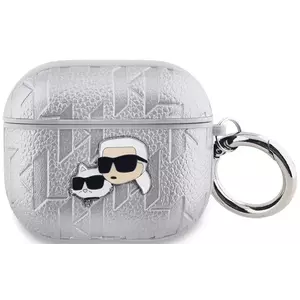 Tok Karl Lagerfeld PU Embossed Karl and Choupette Heads Case for AirPods 3 Silver (KLA3PGKCPS) kép