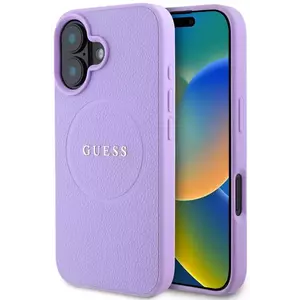 Tok Guess PU Grained Classic Logo MagSafe Case for iPhone 16 Purple (GUHMP16SPGHSMMU) kép