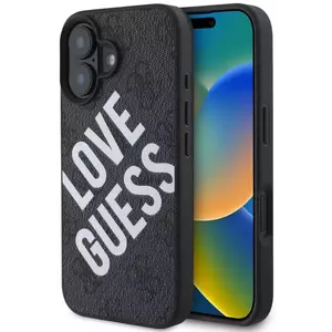 Tok Guess PU Leather 4G Big Love Logo MagSafe Case for iPhone 16 Black (GUHMP16SP4PLGWK) kép