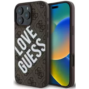 Tok Guess PU Leather 4G Big Love Logo MagSafe Case for iPhone 16 Pro Brown (GUHMP16LP4PLGWW) kép