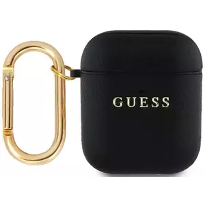 Tok Guess PU Grained Classic Logo Case for AirPods 1/2 Black (GUA2PGUGMK) kép