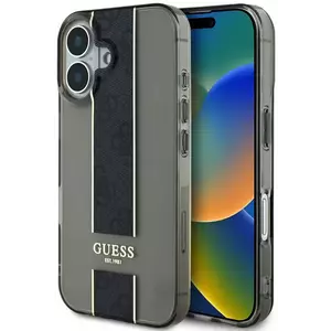 Tok Guess IML Middle 4G Stripe Case for iPhone 16 Black (GUHCP16SHS4PPK) kép