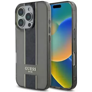 Tok Guess IML Middle 4G Stripe Case for iPhone 16 Pro Black (GUHCP16LHS4PPK) kép