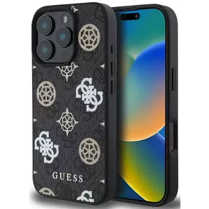 Tok Guess PU 4G Peony MagSafe Case for iPhone 16 Pro Black (GUHMP16LP4PWPK) kép