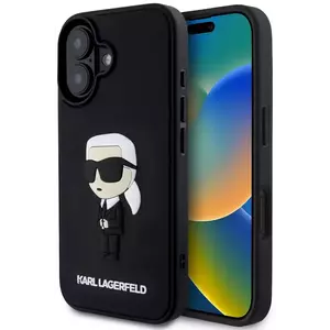 Tok Karl Lagerfeld 3D Rubber Ikonik Case for iPhone 16 Black (KLHCP16S3DRKINK) kép