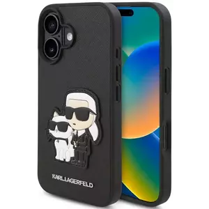 Tok Karl Lagerfeld PU Saffiano Karl and Choupette Case for iPhone 16 Plus Black (KLHCP16MSANKCPK) kép