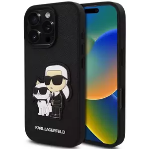 Tok Karl Lagerfeld PU Saffiano Karl and Choupette Case for iPhone 16 Pro Black (KLHCP16LSANKCPK) kép