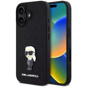 Tok Karl Lagerfeld Fixed Glitter Metal Ikonik Case for iPhone 16 Black (KLHCP16SGKNPSK) kép