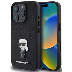 Tok Karl Lagerfeld Fixed Glitter Metal Ikonik Case for iPhone 16 Pro Black (KLHCP16LGKNPSK) kép