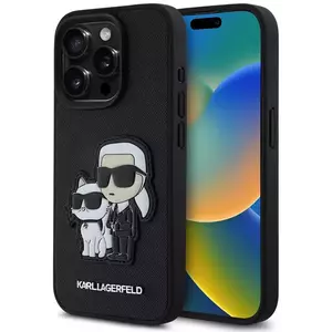 Tok Karl Lagerfeld PU Saffiano Karl and Choupette Case for iPhone 15 Pro Black (KLHCP15LSANKCPK) kép